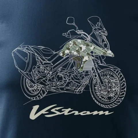 Koszulka z motocyklem na motor Suzuki V-strom Vstrom DL 650 XT męska granatowa REGULAR S