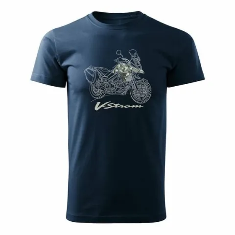 Koszulka z motocyklem na motor Suzuki V-strom Vstrom DL 650 XT męska granatowa REGULAR XXL