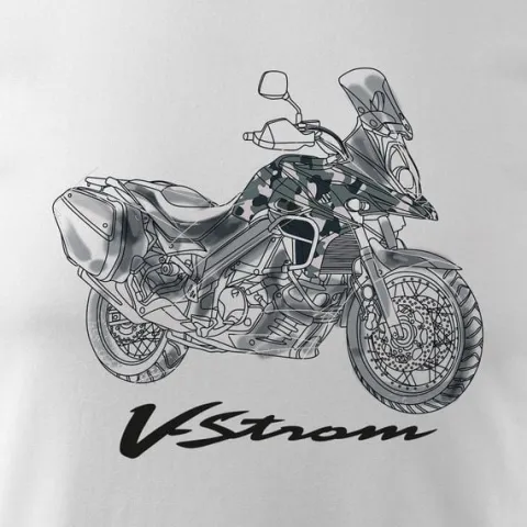 Koszulka z motocyklem na motor Suzuki V-strom Vstrom DL 650 XT męska biała REGULAR M