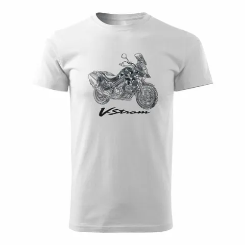 Koszulka z motocyklem na motor Suzuki V-strom Vstrom DL 650 XT męska biała REGULAR M