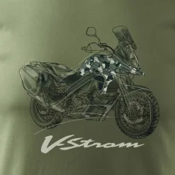 Koszulka z motocyklem na motor Suzuki V-strom Vstrom DL 650 XT męska khaki REGULAR S
