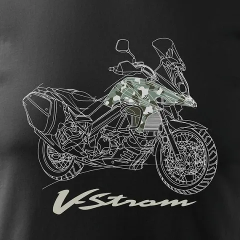 Koszulka z motocyklem na motor Suzuki V-strom Vstrom DL 650 XT męska czarna REGULAR M