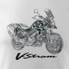 Koszulka z motocyklem na motor Suzuki V-strom Vstrom DL 650 XT męska biała REGULAR S