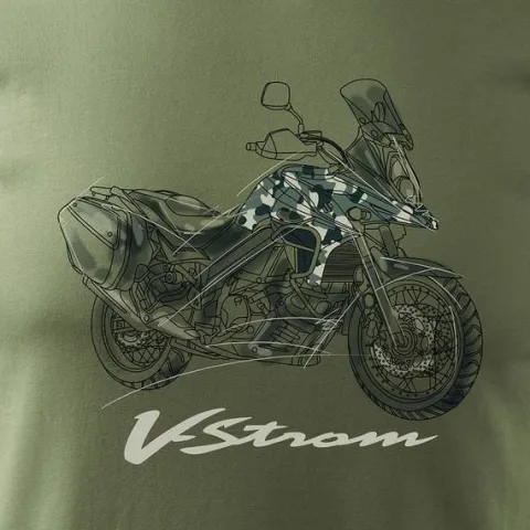 Koszulka z motocyklem na motor Suzuki V-strom Vstrom DL 650 XT męska khaki REGULAR M
