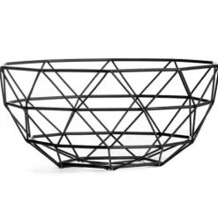 Koszyk Geometryczny na Owoce Warzywa Metalowy Czarny Kosz Patera Miska