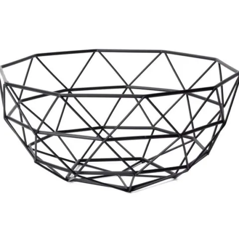 Koszyk Geometryczny na Owoce Warzywa Metalowy Czarny Kosz Patera Miska