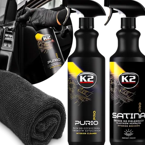 K2 PURIO +SATINA PRO PŁYN DRESSING DO CZYSZCZENIA KOKPITU PLASTIKÓW WNĘTRZA