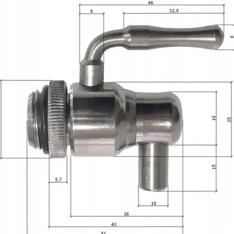KRAN zawór kulowy STAL nierdzewna INOX gwint 1/2 cala 1/2" KRANIK do beczka