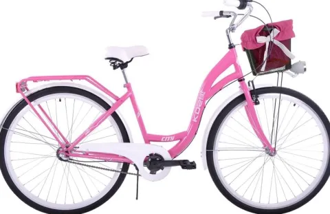 (K4) Rower miejski damski Kozbike 28 różowy 3 biegi