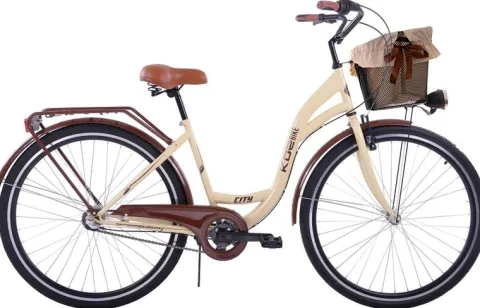 (K23) Rower miejski damski Kozbike 28 kremowo-brązowy