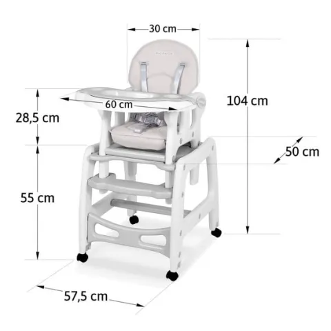 Krzesełko do karmienia 5w1 Sinco szare