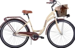 (26K23-S3) Rower miejski damski Kozbike 26 3 biegi kremowo brązowy