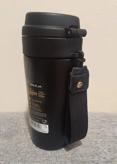 Kubek termiczny bidon MOUNTAINS 350 ml stal nierdzewna 18/10 czarno-złoty