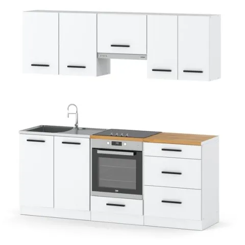 Kuchnia Biała Mat Nowoczesna Z Blatem Pojemna Modułowa Mini Mokka Full 2.0m