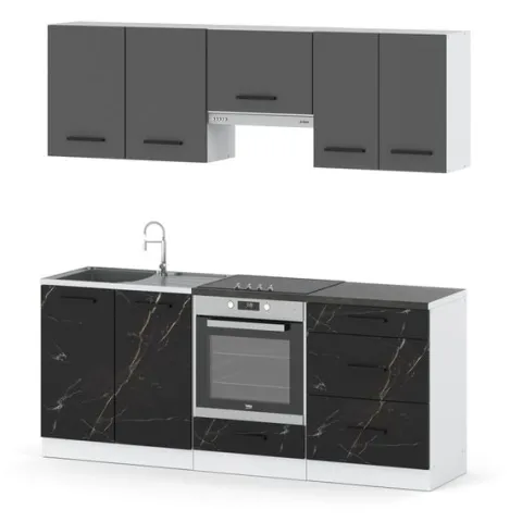Kuchnia Nowoczesna Mała Z Blatem 2.0m Modułowa Biała Szara San Sebastian