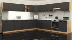 Kuchnia Pojemna Duża Narożna Z Blatem 6.8m Wotan Szary Mat San Sebastian