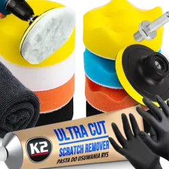 K2 Ultra Cut 100G Pasta Polerska + Zestaw Gąbek Do Polerowania Usuwania Rys