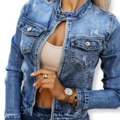 KURTKA KATANA JEANSOWA DAMSKA MŁODZIEŻOWA NA SUWAK PREMIUM ROZMIARY