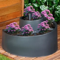 Kwietnik ogrodowy plastikowy czarny spiralny 53x43,5x32,5 cm