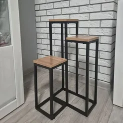 Kwietnik stojący metalowy loftowy industrialny stojak na kwiaty 3 półki