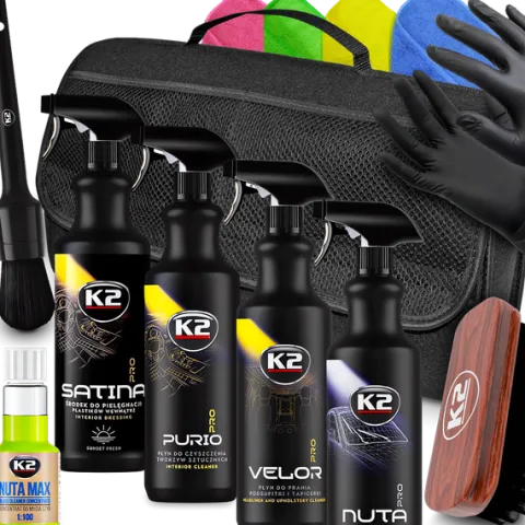 K2 Zestaw Detailingowy Satina Purio Velor Nuta Pędzelek Szczotka Ściereczki