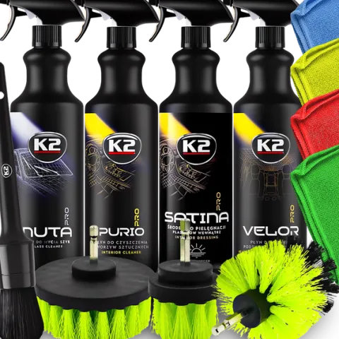 K2 ZESTAW DO CZYSZCZENIA WNĘTRZA SAMOCHODU DETAILINGU AUTA KOSMETYKI PRO