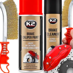 K2 ZESTAW LAKIER FARBA DO MALOWANIA ZACISKÓW HAMULCOWYCH SPRAY CZERWONY