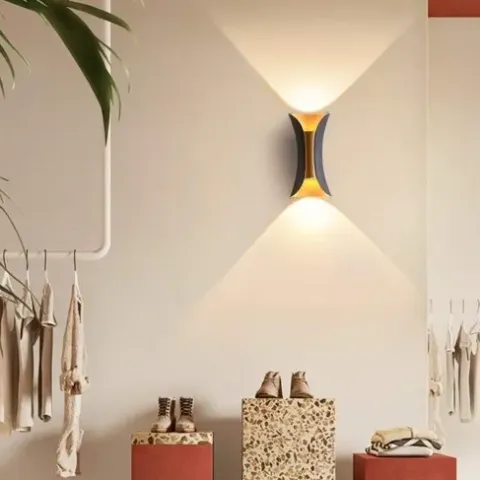 LAMPA ŚCIENNA ELEWACYJNA ZEWNĘTRZNY KINKIET LED 10W IP65 GÓRA DÓŁ ZŁOTY