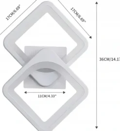 LAMPA ŚCIENNA KINKIET LED KWADRAT BIAŁY 24W 6000K DO SALONU, JADALNI