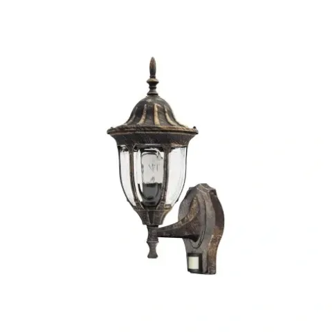 Lampa ścienna zewnętrzna kinkiet Milano złoto antyczne czujnik ruchu PIR