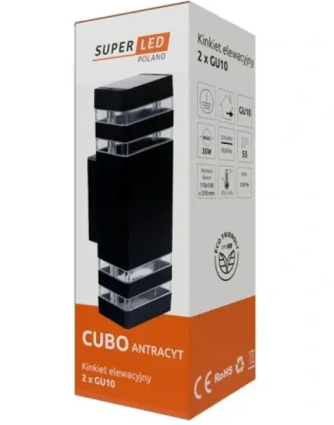 Lampa elewacyjna zewnętrzna kinkiet ogrodowy 2xGU10 aluminium IP54