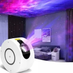 Lampa nocna projektor gwiazd SPIRAL biały