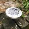 LAMPA SOLARNA OGRODOWA LAMPKI LED GRUNTOWE DYSK CZUJNIK ZMIERZCHU 12 DYSKÓW