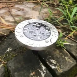 LAMPA SOLARNA OGRODOWA LAMPKI LED GRUNTOWE DYSK CZUJNIK ZMIERZCHU 12 DYSKÓW