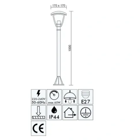 LAMPA STOJĄCA ZEWNĘTRZNA LED SŁUPEK 100cm E27