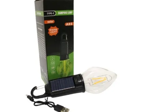 Lampka lampa solarna turystyczna led żarówka do ogrodu kemping biwak
