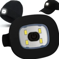 Lampka led do czapki z lampką latarką led ładowana usb 3 tryby świecenia