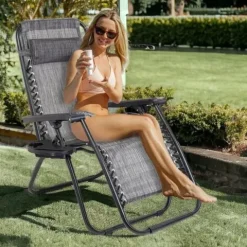 Leżak Ogrodowy Plażowy Fotel Składany Krzesło Turystyczne Zero Gravity