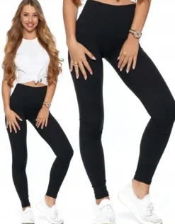 Legginsy Damskie z WYsokim Stanem Czarne Klasyczne Getry Fit MORAJ S/M