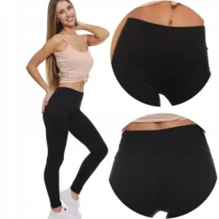 Legginsy Damskie z WYsokim Stanem Czarne Klasyczne Getry Fit MORAJ S/M