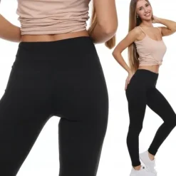Legginsy Damskie z WYsokim Stanem Czarne Klasyczne Getry Fit MORAJ S/M