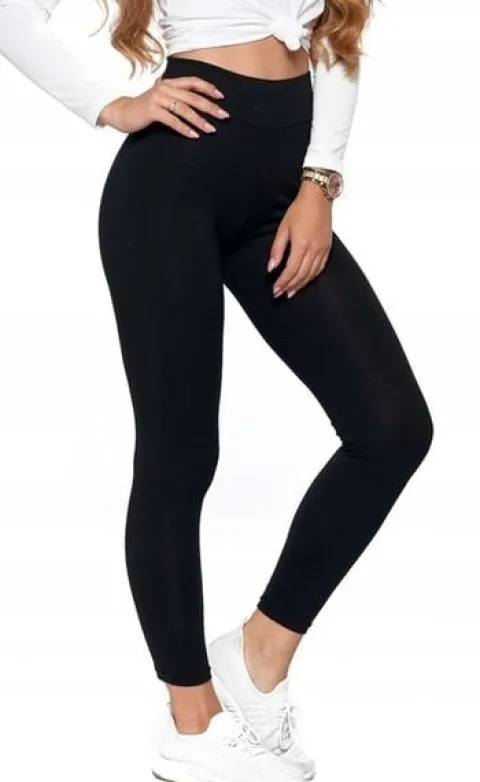 Legginsy Damskie z WYsokim Stanem Czarne Klasyczne Getry Fit MORAJ S/M