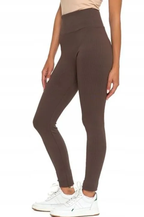 Legginsy Prążkowane Damskie z Wysokim Stanem Modne Fit Getry MORAJ S/M