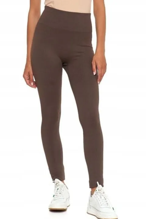 Legginsy Prążkowane Damskie z Wysokim Stanem Modne Fit Getry MORAJ S/M