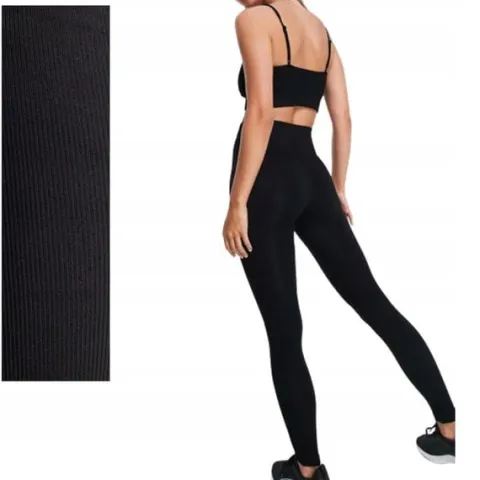 Legginsy PRĄŻKOWANE modelujące WYSOKI STAN wyszczuplające DŁUGIE prążek M/L