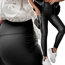 LEGGINSY SKÓRZANE MODELUJĄCE z WYSOKIM STANEM spodnie skóra NOWE KOLORY M/L