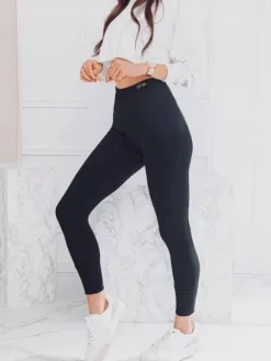 LEGGINSY z WYSOKIM STANEM PRĄŻKOWANE MODELUJĄCE BAWEŁNA KRYJĄCE PREMIUM M/L