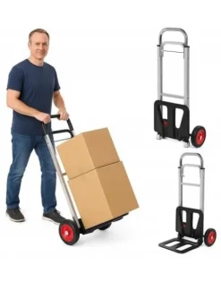 LEKKI WÓZEK MAGAZYNOWY TRANSPORTOWY MŁYNARKA SKŁADANY TACZKOWY 90KG ALU