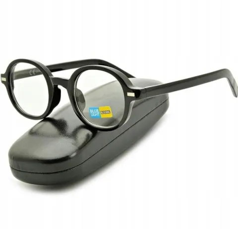 Lenonki czarne OKULARY ZERÓWKI Z FILTREM BLUE LIGHT DO KOMPUTERA oprawki OC