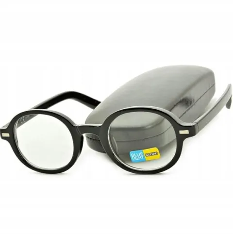 Lenonki czarne OKULARY ZERÓWKI Z FILTREM BLUE LIGHT DO KOMPUTERA oprawki OC